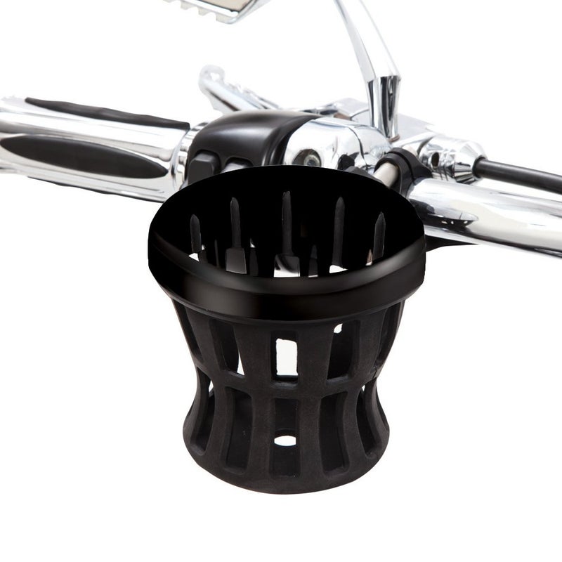 Ciro Black Rubber Drink Holder for Harley - 7/8-1 in. Black Clamp Mount 50613 - Image 1